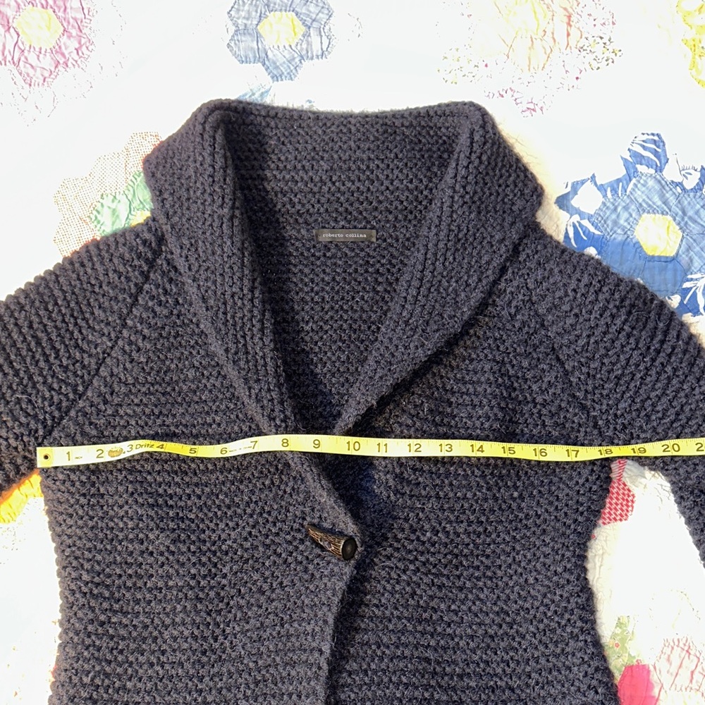 Roberto Collina Alpaca Wool Shawl Collar Navy Cardigan - Picture 8 of 10